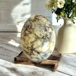 Vintage Pink Tourmaline Egg Rubellite Marble Egg Easter Holiday Decor Art Deco